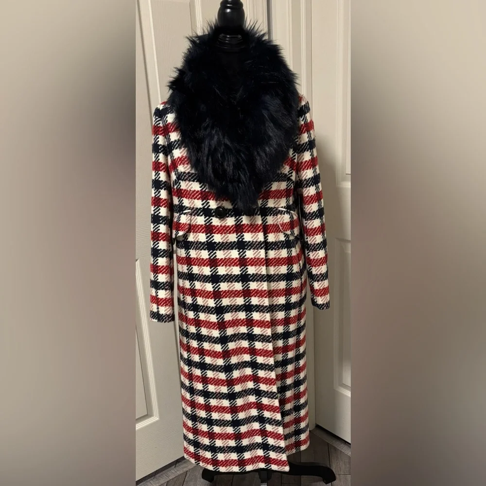 Boden Tweed Wool Blend Coat With Removable Faux Fur Collar - Picture 3 of 16